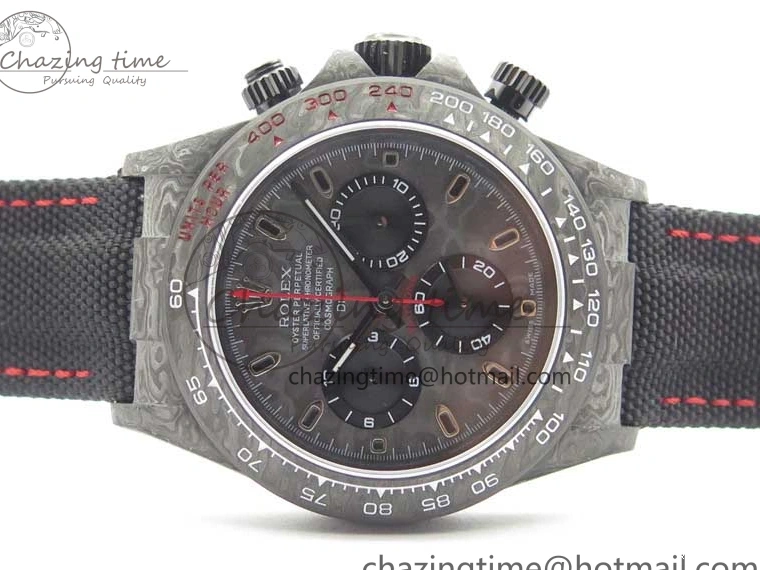 1218 WrinkleFree Daytona DIW Carbon OMF Best Edition Carbon Black Dial Red Hand on Black Nylon Strap A 2846